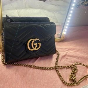 Gucci Matelasse Mini GG Chain Purse, Black